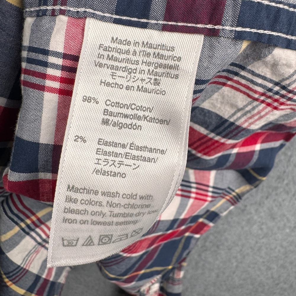 J Crew Shirt Mens XL Slim Red Blue Plaid Flex Washed Long Sleeve Button Up‎ Fall - Picture 5 of 8